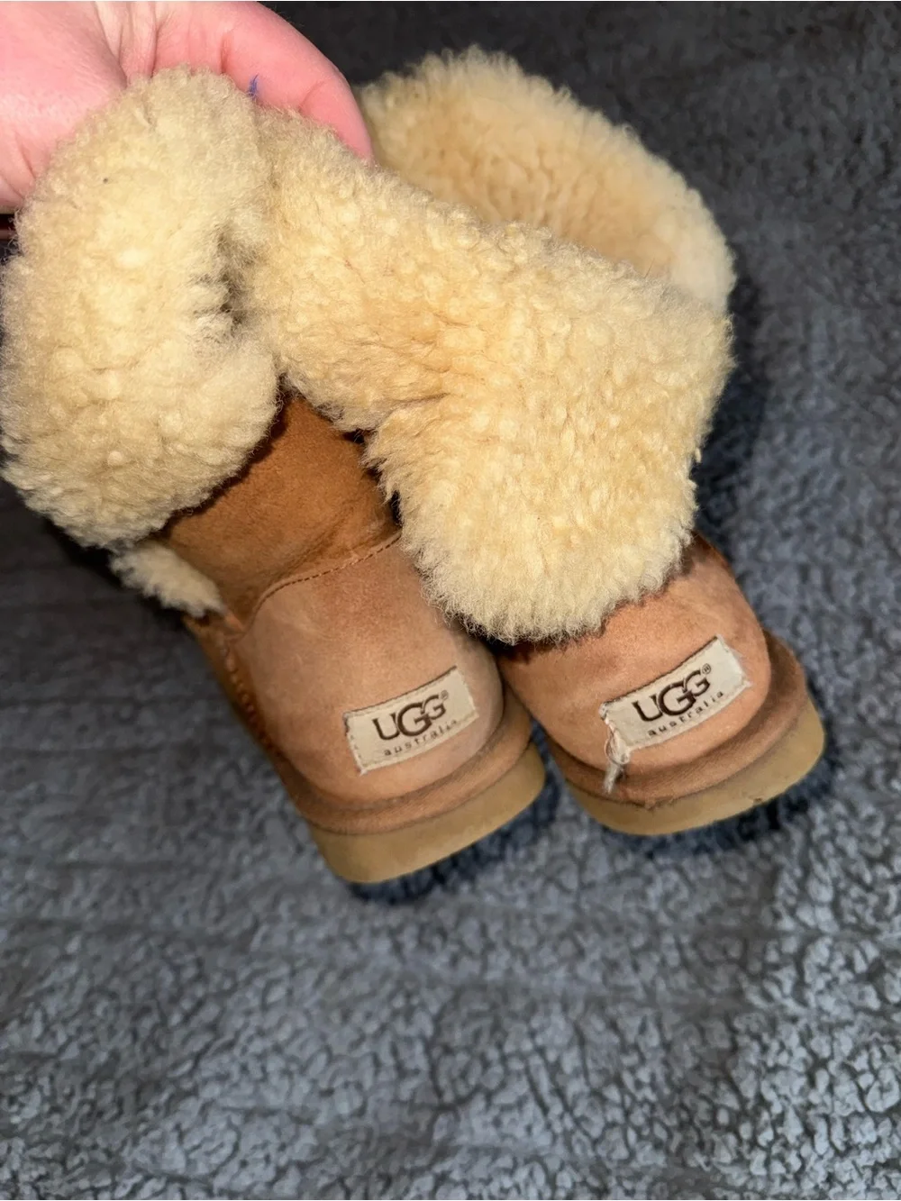 UGG Chestnut Shearling Cuff Moccasin Boots - Picture 2 of 4